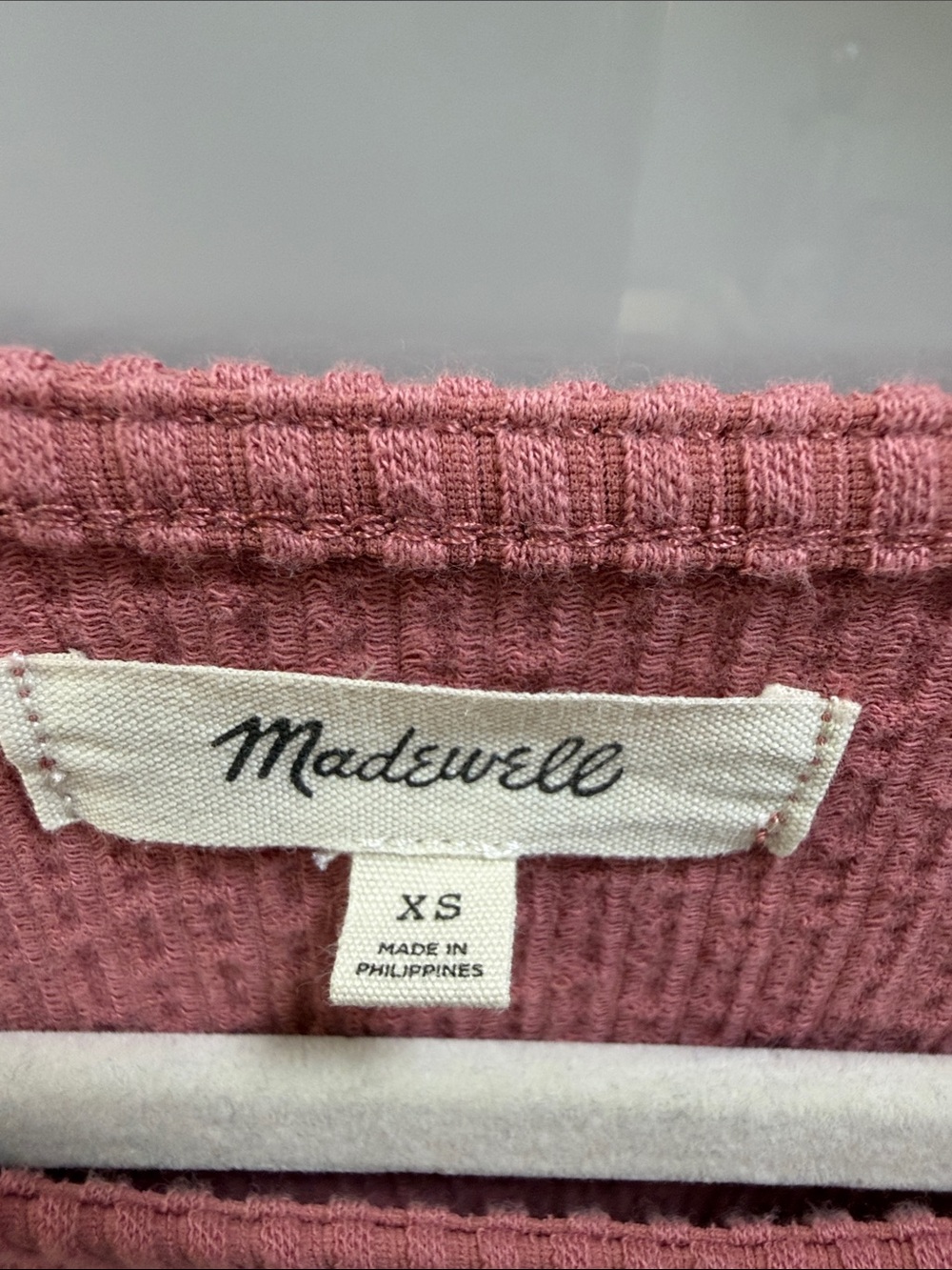 Madewell Short Sleeve Waffle Knit Top in Rose - Picture 2 of 7